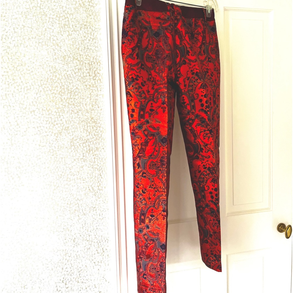 Matthew Williamson crimson brocade pants XS